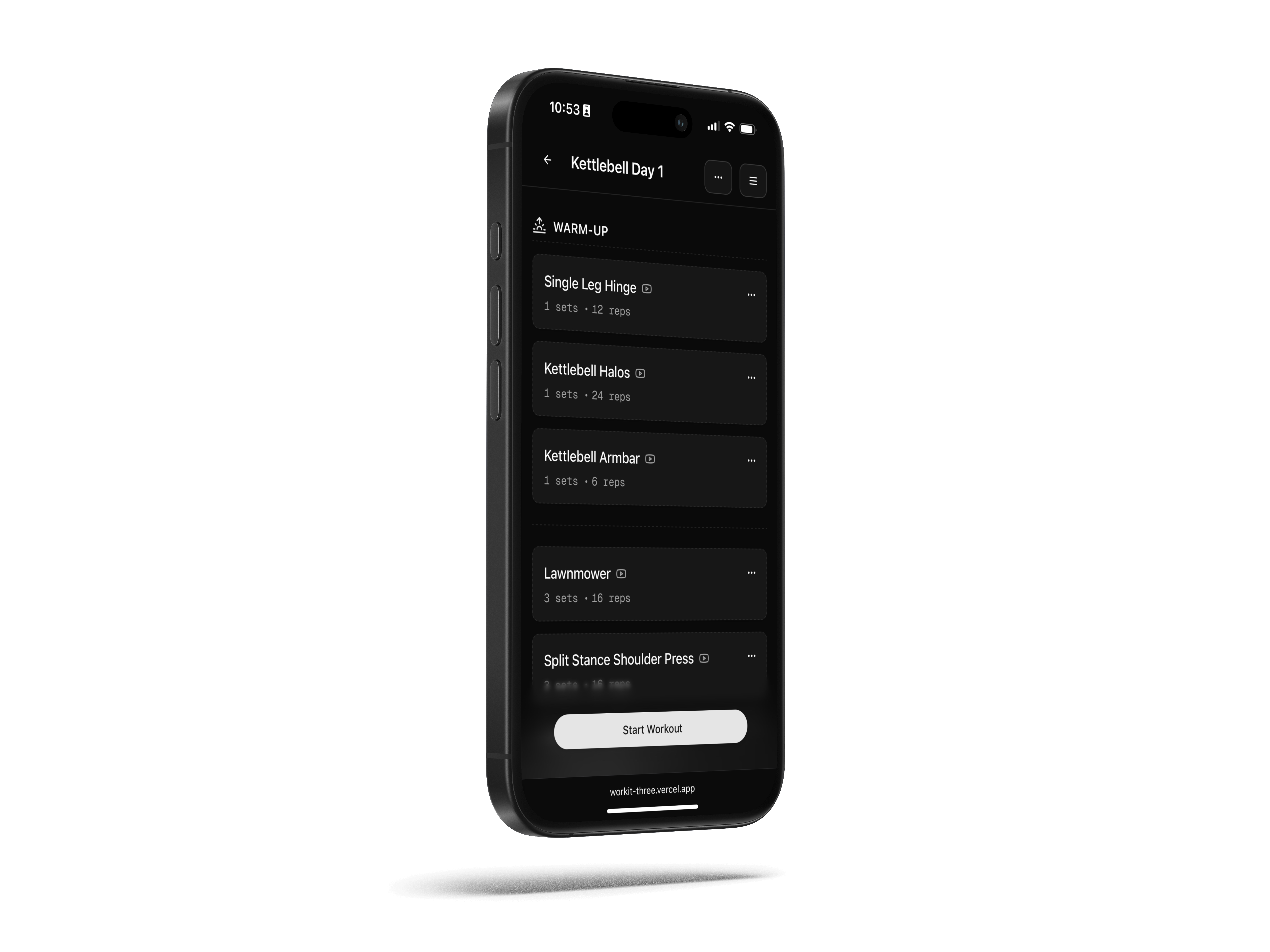 WorkIt app interface